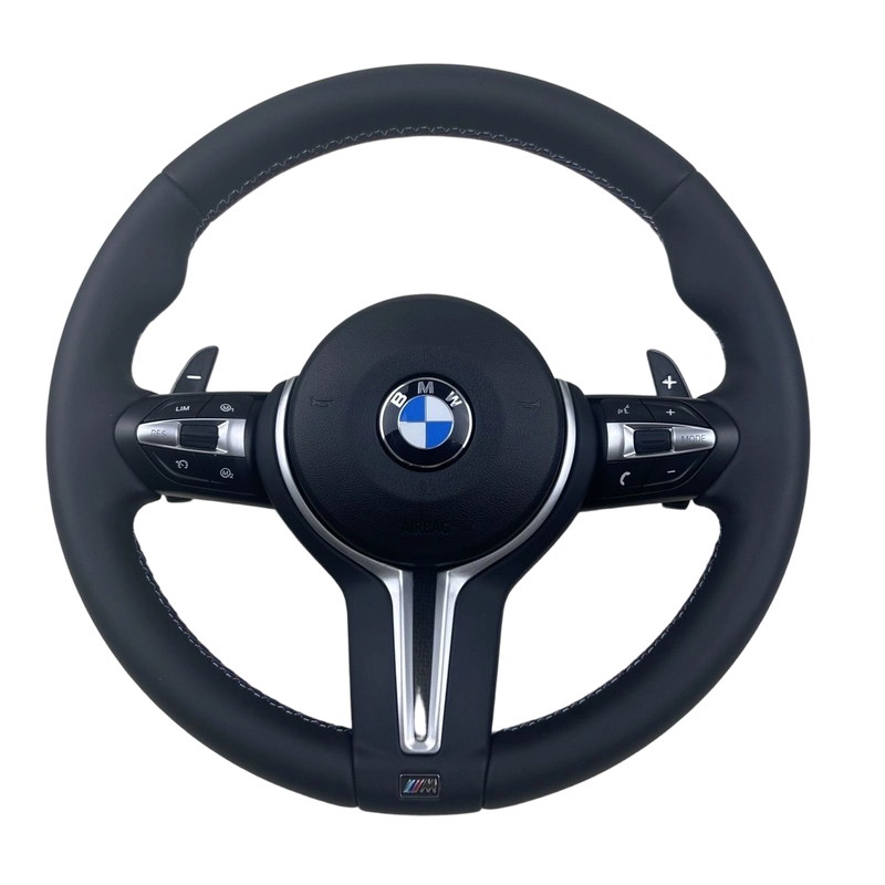 Round leather steering wheel, M3 / M5 type, silver trim